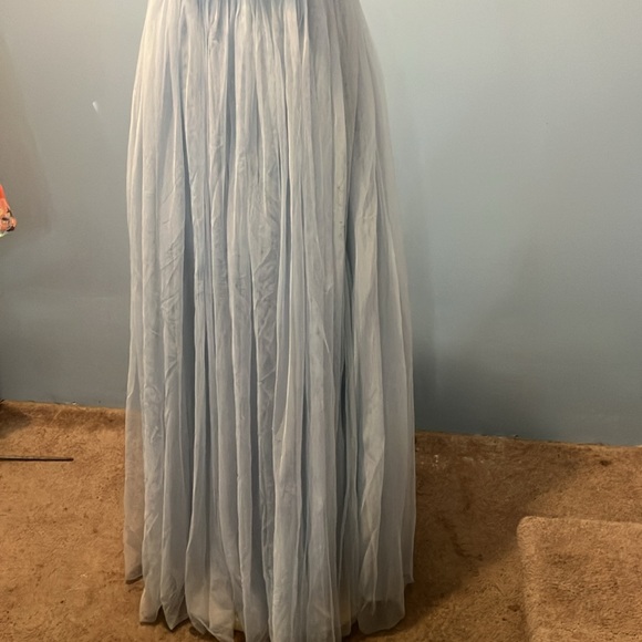 long blue dress with scarf - Picture 3 of 5